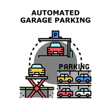 Automated garage parking system future technology concept Stock Illustration