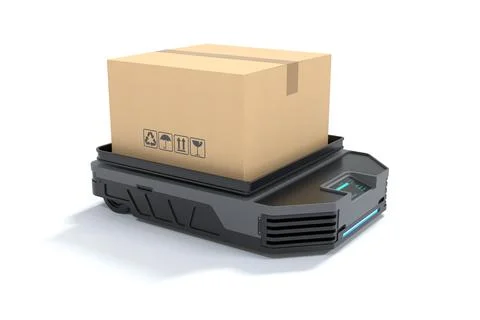 Automated guided vehicle loading boxes Illustrazione stock