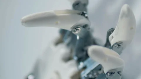 Automated hand in work, cybernetic prosthesis production. Stock Footage 103614742
