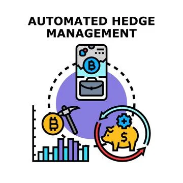 Automated hedge management optimizing cryptocurrency investment strategies Stock Illustration