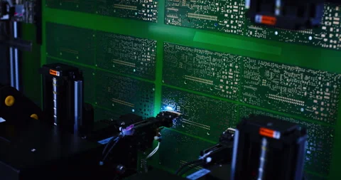 Automated high-precision board manufacturing machine Stock Footage 307210761