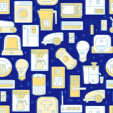 Automated home seamless pattern in colored line style Stock Illustration