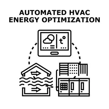 Automated hvac system optimizing building climate and energy consumption Ilustración de archivo