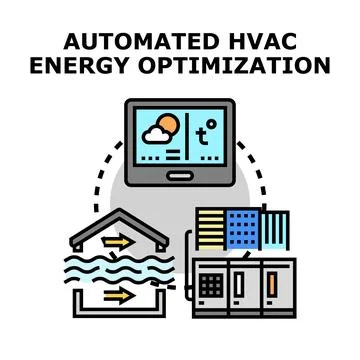 Automated hvac system optimizing building climate and energy consumption Ilustración de archivo