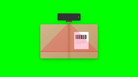 Automated Industrial Logistics Scanner Scanning Brown Kraft Parcel Ruby Las.. Stock Footage 346611268