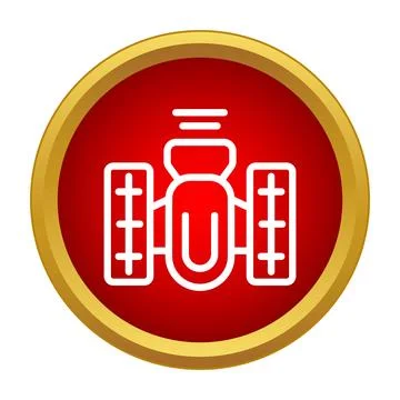 Automated industrial machine robot icon on red button Stock Illustration