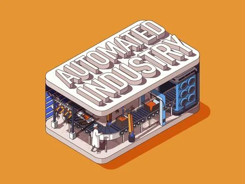 Automated Industry Isometric Concept Stock Illustration