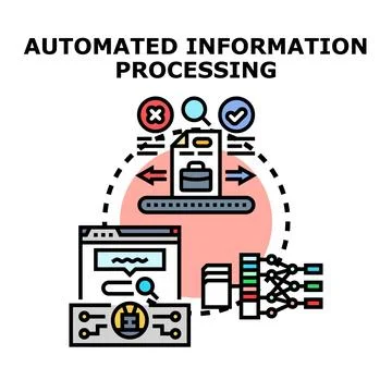 Automated information processing extracting business data concept Stock Illustration