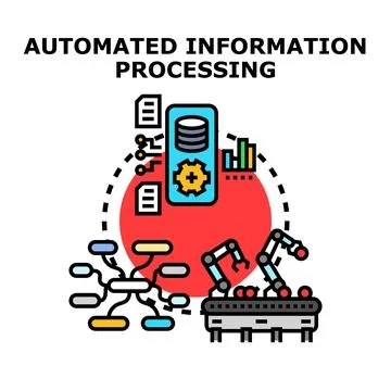 Automated information processing system and data management Stock Illustration