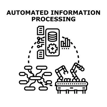 Automated information processing system and data management Stock Illustration
