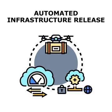 Automated infrastructure release for continuous development deployment Stock Illustration