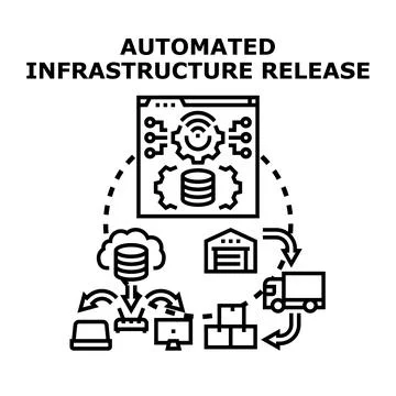 Automated infrastructure release process deploying software 库存插图