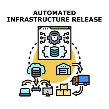 Automated infrastructure release process deploying software 스톡 일러스트
