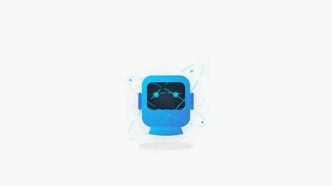 Automated Intelligent Robot Head with Rotating Cyan Sensor Rings and Blue G.. Stock-Footage 346202292