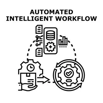 Automated intelligent workflow managing data and processes Stockillustratie