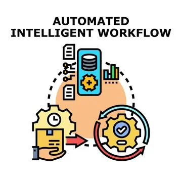 Automated intelligent workflow managing data and processes 库存插图