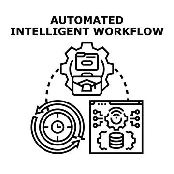 Automated intelligent workflow optimizing business processes automation Stock Illustration