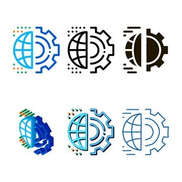 Automated internet settings icon vector outline types Illustrazione stock