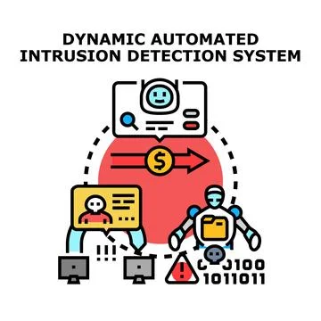 Automated intrusion detection system protecting cyber security data Stock Illustration
