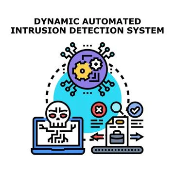 Automated intrusion detection system protecting cyber data Stock Illustration