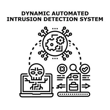 Automated intrusion detection system protecting cyber data Stock Illustration