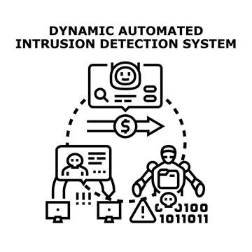 Automated intrusion detection system protecting cyber security data Stock Illustration