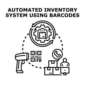 Automated inventory system managing supply chain processes Illustrazione stock