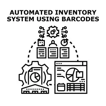 Automated inventory system processing business data and analytics 스톡 일러스트