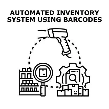 Automated inventory system using barcodes concept illustration 库存插图