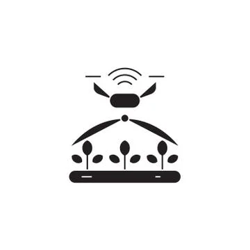 Automated irrigation black vector concept icon. Automated irrigation flat Illustrazione stock