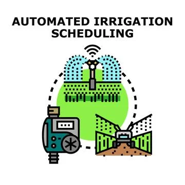 Automated irrigation scheduling controlling smart farming technology Illustration