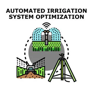 Automated irrigation system optimizing crop growth using smart technology Stock Illustration
