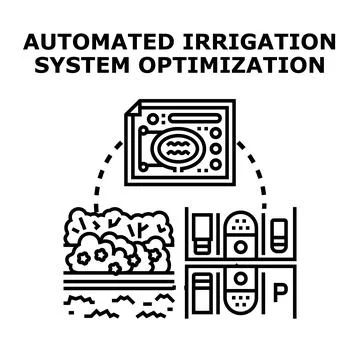Automated irrigation system optimizing smart landscaping and plant care Stock Illustration