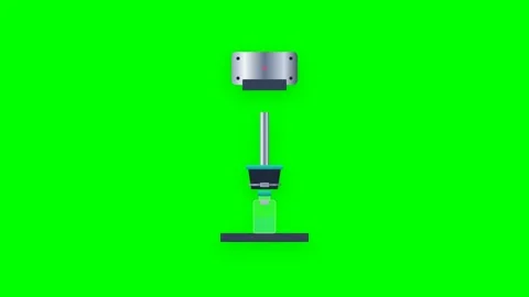Automated Laboratory Vial Capper Machine Head Motion Graphic in Polished St.. Stock-Footage 346611704
