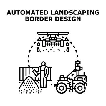 Automated landscaping border design concept using modern technology Stock Illustration