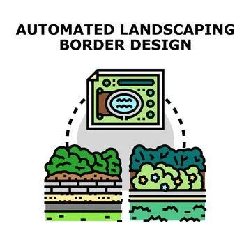 Automated landscaping border design planning digital concept Stock Illustration
