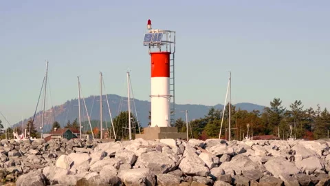 Automated Lighthouse Tower Structure Building Architecture, Coast Safety Marker Stock Footage 151579527