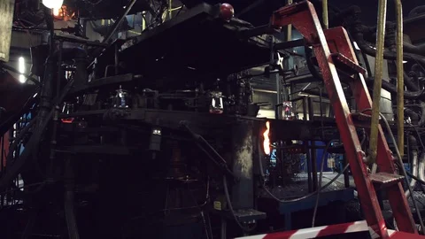 Automated line for cutting of burning blanks for stemware 스톡 동영상 121360150