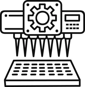 Automated liquid handling system line art icon Stock Illustration