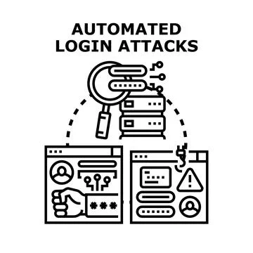 Automated login attack vector concept for network security Stock Illustration