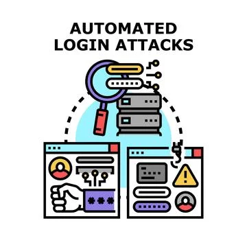 Automated login attack vector concept for network security Stock Illustration