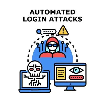 Automated login attacks compromising system data security Stock Illustration