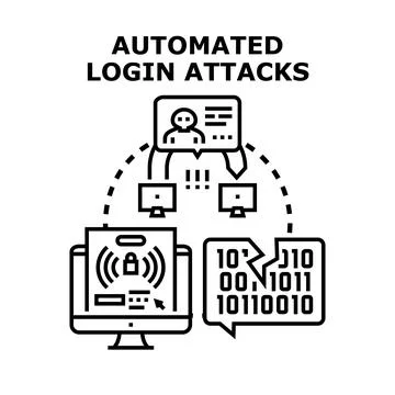 Automated login attacks compromising user data passwords 库存插图