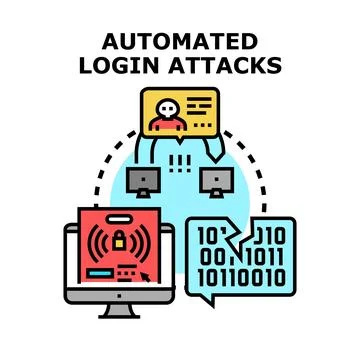 Automated login attacks compromising user data passwords Stock Illustration