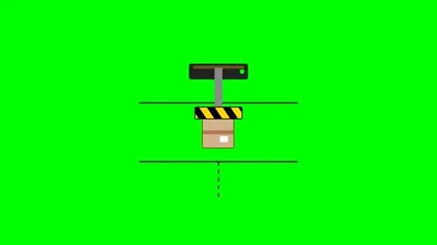 Automated Logistics Sortation Arm Mechanical Pusher Motion Graphic Yellow a.. Stock Footage 346611734