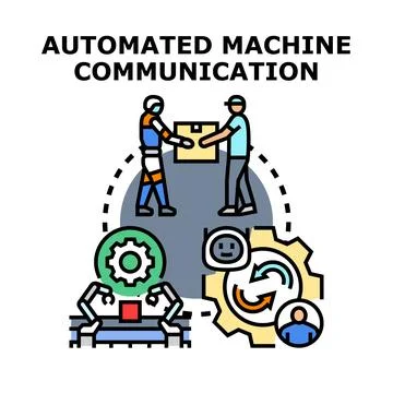 Automated machine communication and interaction concept Stock Illustration
