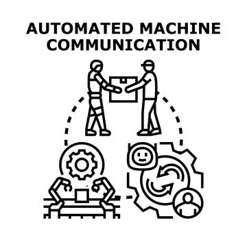 Automated machine communication and interaction concept Stock-Illustration