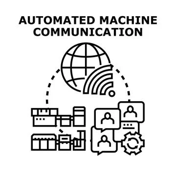 Automated machine communication controlling global innovative network 스톡 일러스트