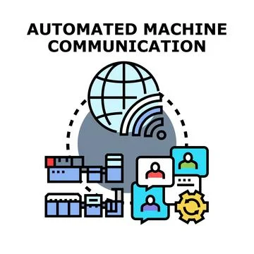 Automated machine communication controlling global innovative network Stock Illustration
