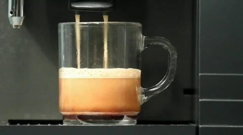 Automated machine - filling cup with hot fresh coffee Stock Footage